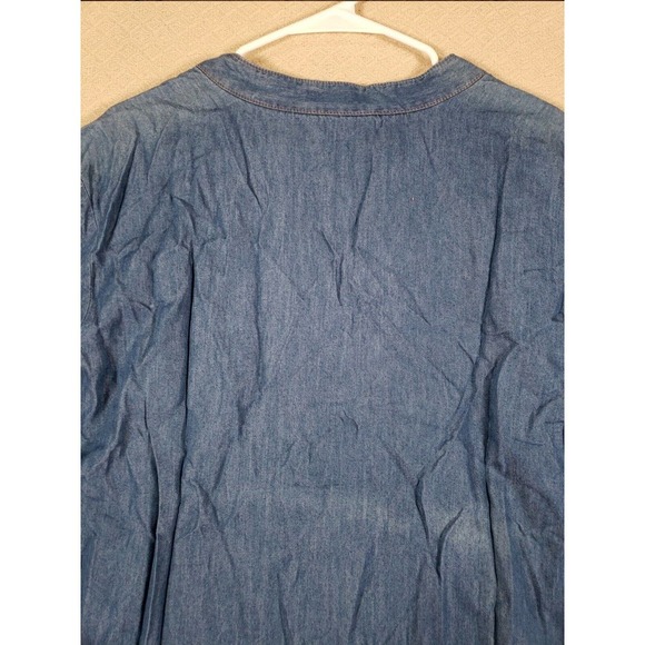 Hester & Orchard Shirt Womens XL Chambray V Neck Pullover Long Sleeve Blue - Picture 11 of 12